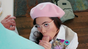 Teens Love Huge Cocks: Inked Vina Sky gagging in the bed