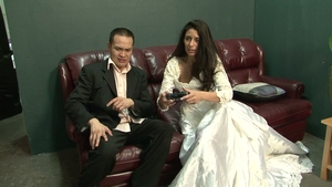 Brunette Takes Double Pounding On Wedding Night